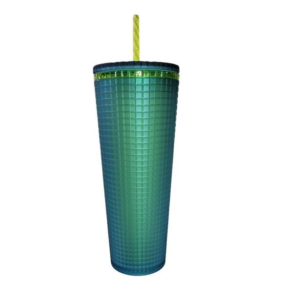 Starbucks 2022 Soft Touch Mountain Dew Green Grid  Tumbler - Picture 1 of 3